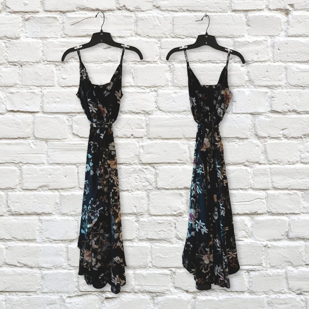 Black Floral Tie-Back Summer Dress | Women's XS
